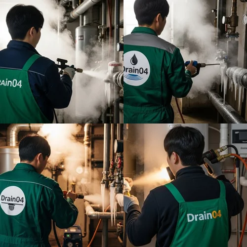 조안면 수도관 동파 하수구 꽁꽁 언 배관 확실하게 녹여